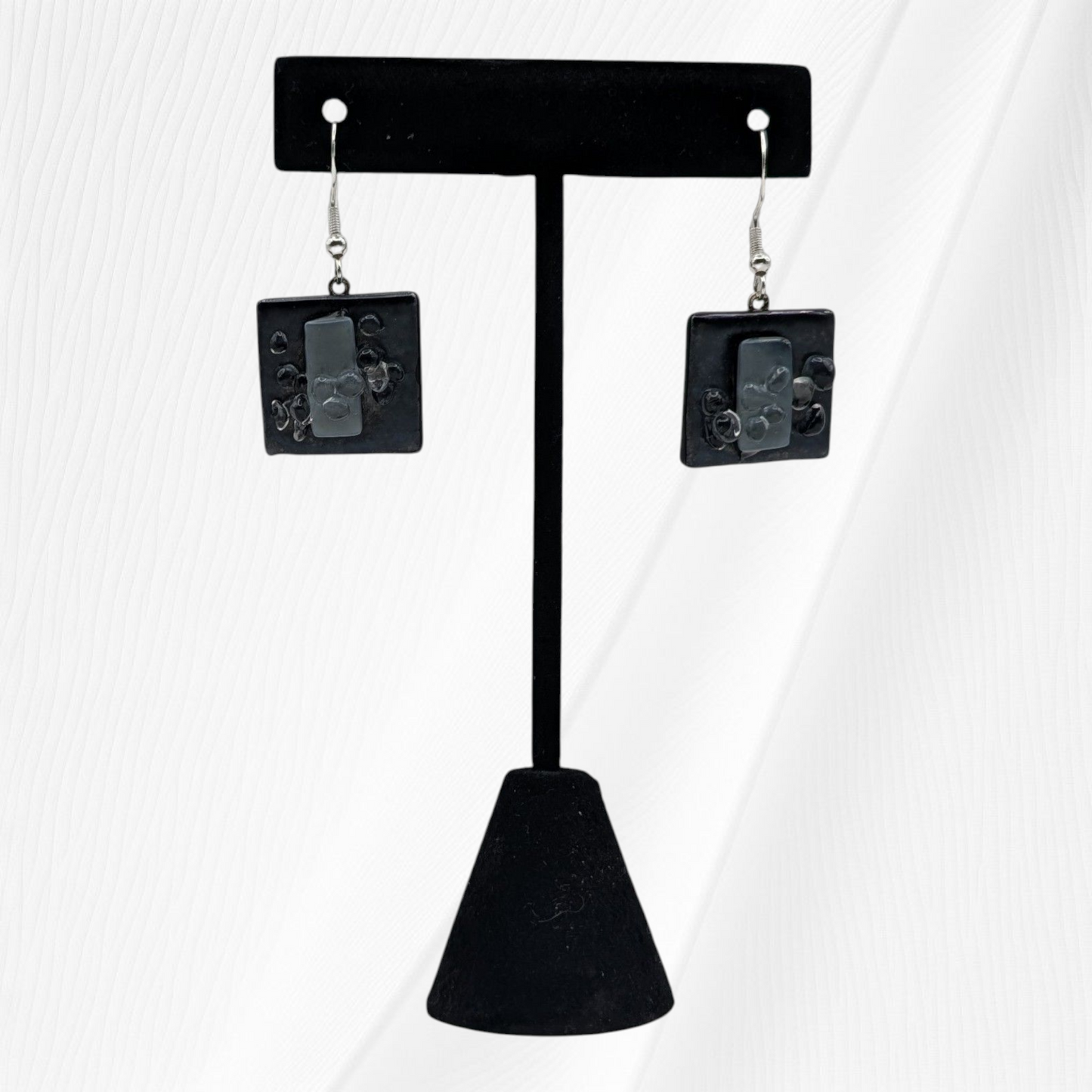 LIGHT BLUE AND SLATE DROP EARRINGS