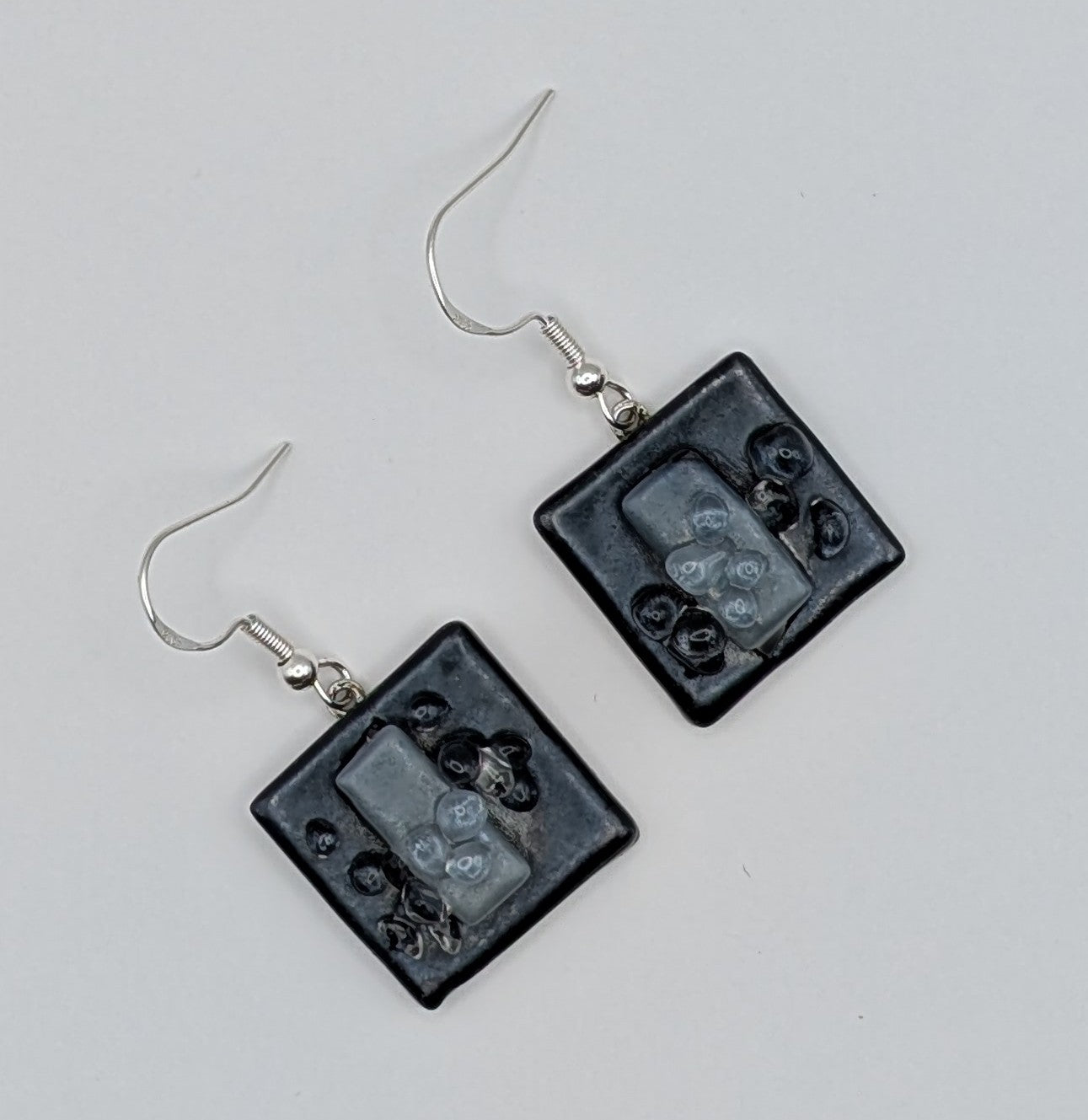 LIGHT BLUE AND SLATE DROP EARRINGS