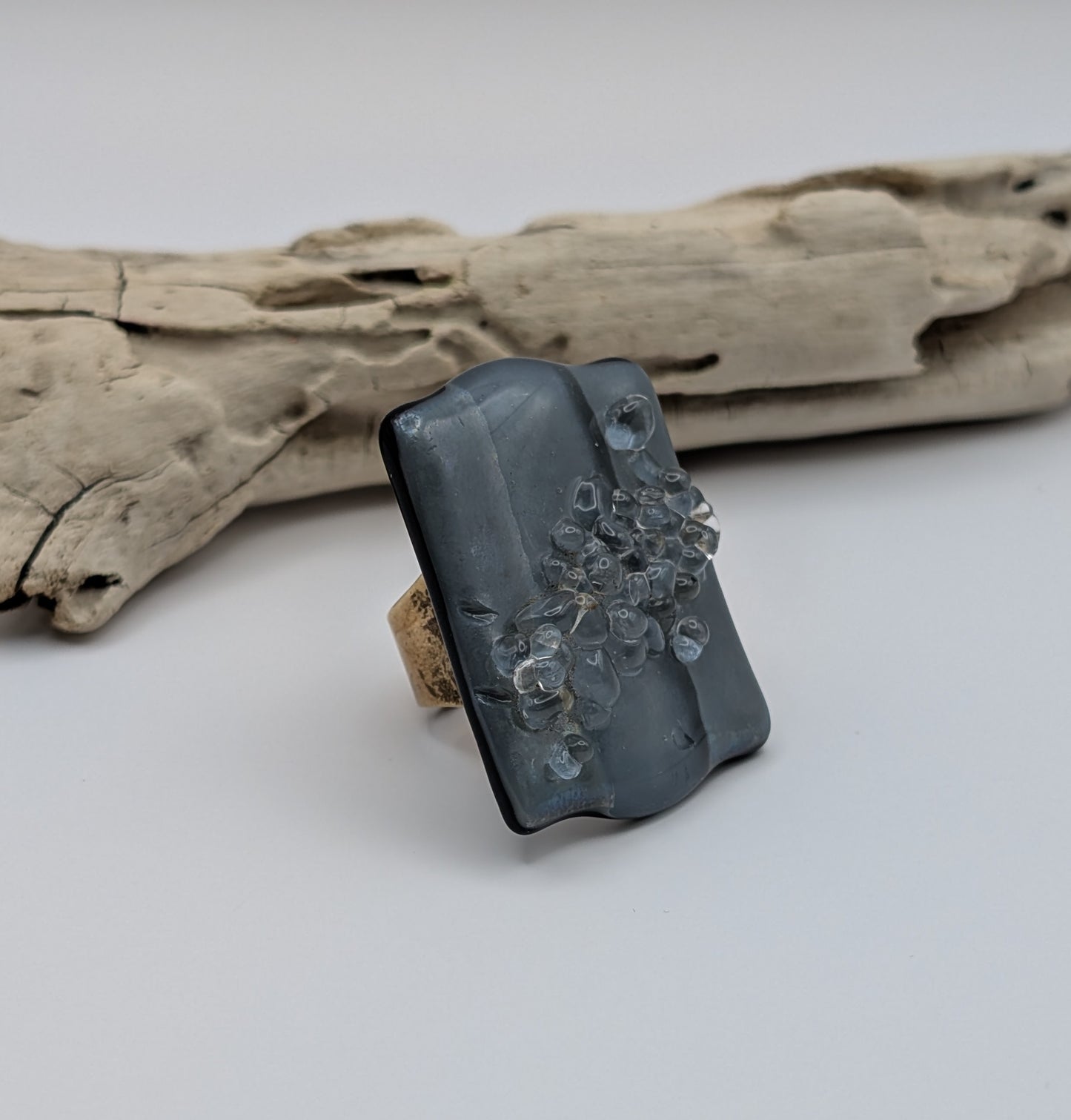 LIGHT BLUE AND SLATE CHUNKY RING