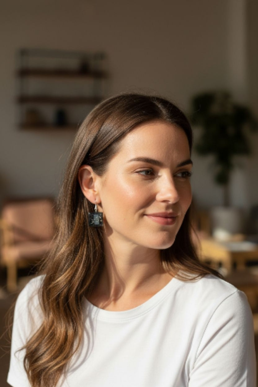 LIGHT BLUE AND SLATE DROP EARRINGS
